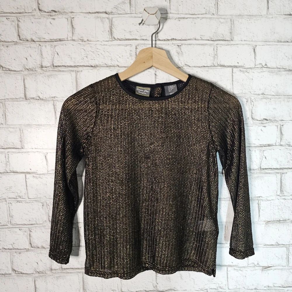 ☆ DREAM, PLAY, IMAGINE... Loose-knit Sheer Chevron Gold Top, 5/6 ☆